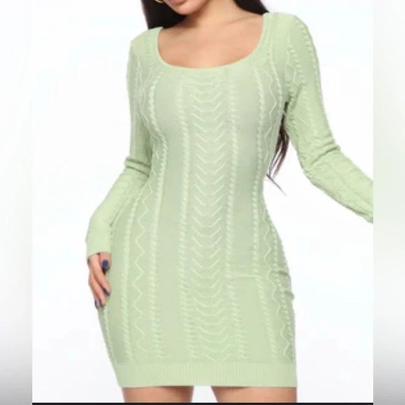 Green Cable Knit Dress - Picture 1 of 9